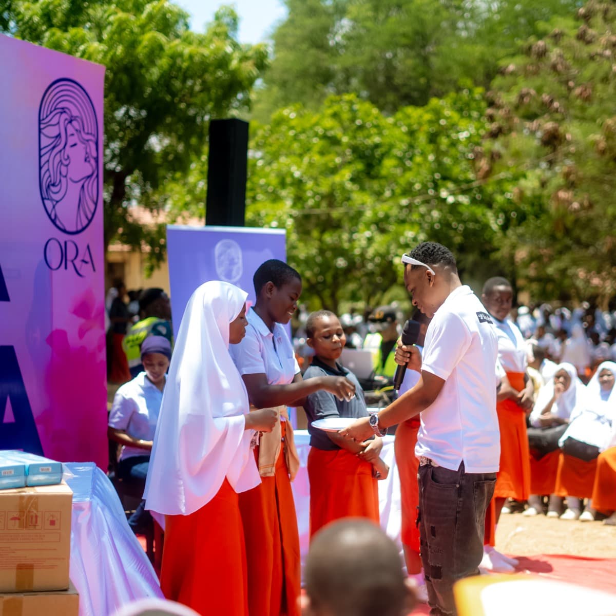 Pads handed to schoolgirls in Tanzania